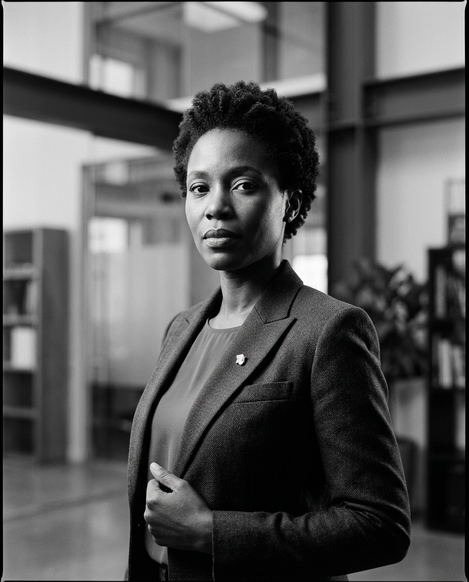 Lead Architect portrait, black and white, quiet strength and craftsmanship